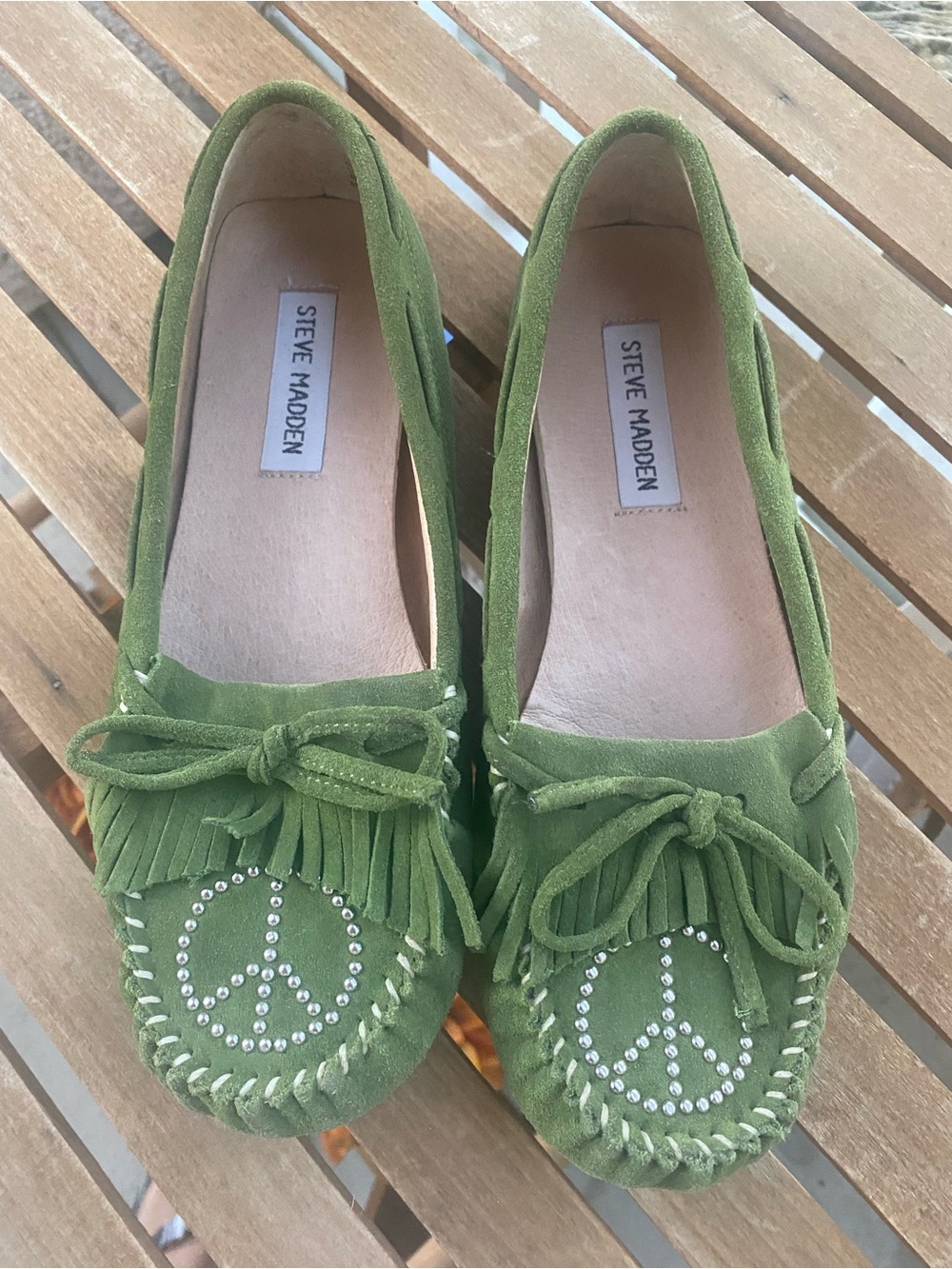 Steve Madden leather Suede Peace Moccasins Sz 6.5 loafer - Picture 1 of 9
